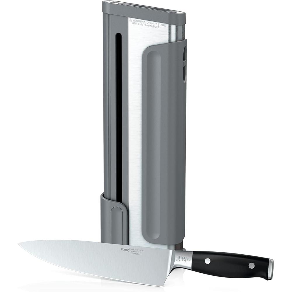 imageNinja K30118 Foodi NeverDull System 7Inch Santoku Knife Premium German Stainless Steel BlackSharpener  Chef Knife