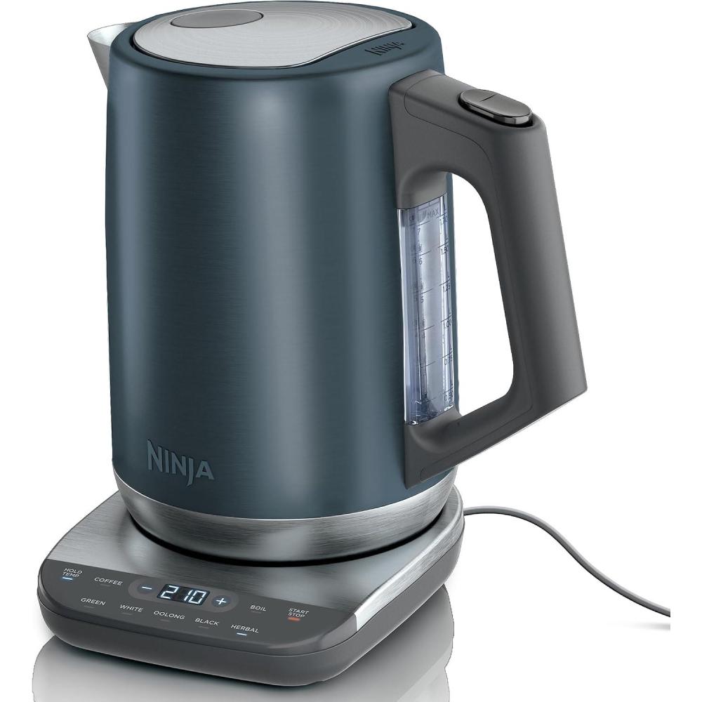 imageNinja KT200BL Precision Temperature Electric Kettle 1500 watts BPA Free Stainless 7Cup Capacity Hold Temp Setting Blue StainlessBlue Stainless
