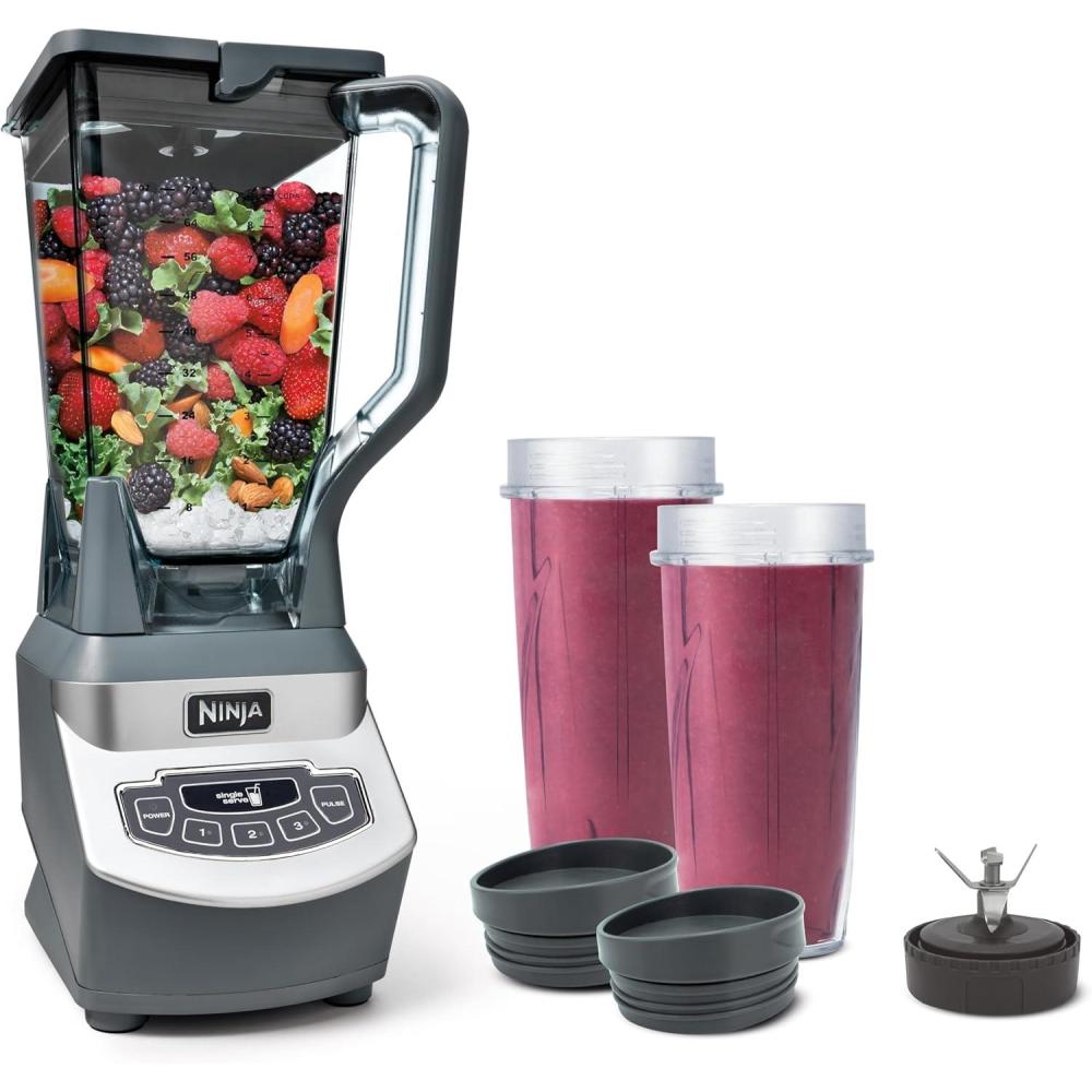 imageNinja Mega Kitchen System 1500W 72 oz FullSize Blender ampamp 8Cup Food Processor with 2 16 oz ToGo Cups Total Crushing Technology  Smoothies Ice Crushing Purees Dough ampamp More Black BL770Pitcher  2 16 oz Cups