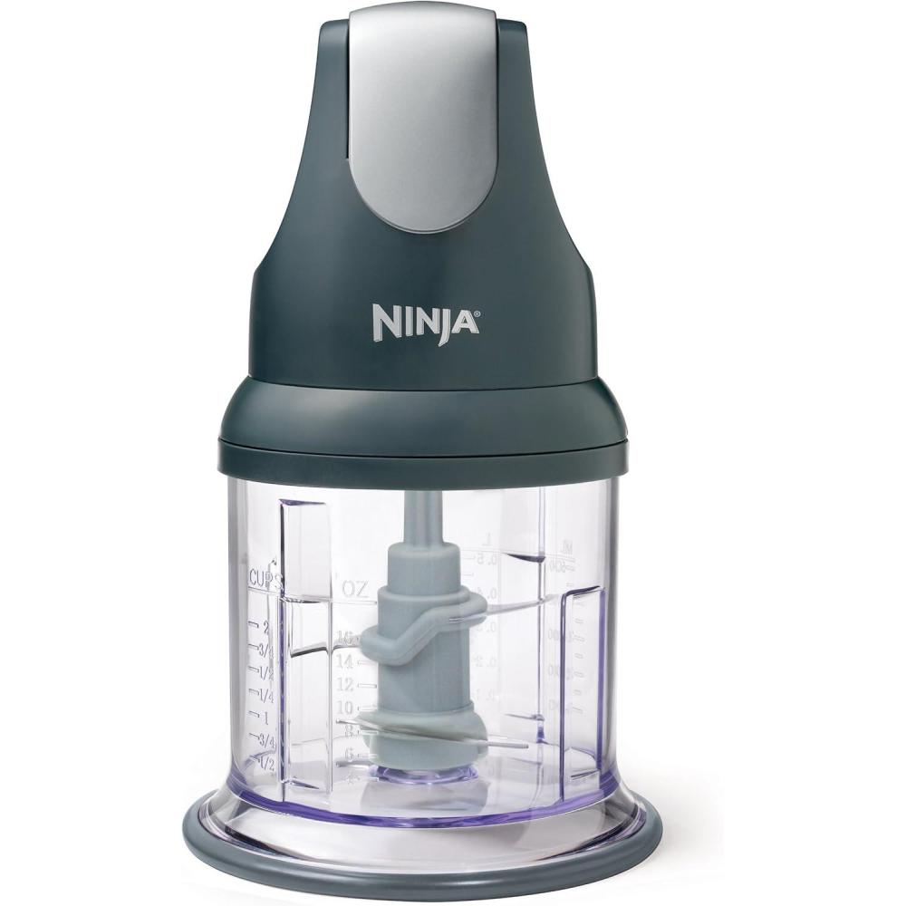 imageNinja NJ100GR Express Chop Manual Food Processor for Chopping Mincing Pureeing Vegetables and other Ingredients 16Ounces Gray