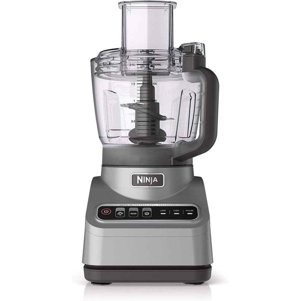 imageNinja Professional Plus Chopper Food Processor 850Watts With AutoiQ Preset Programs Chop Puree Dough Slice Shred With a 9Cup Capacity and a Silver Stainless Finish BN600C  Canadian Version