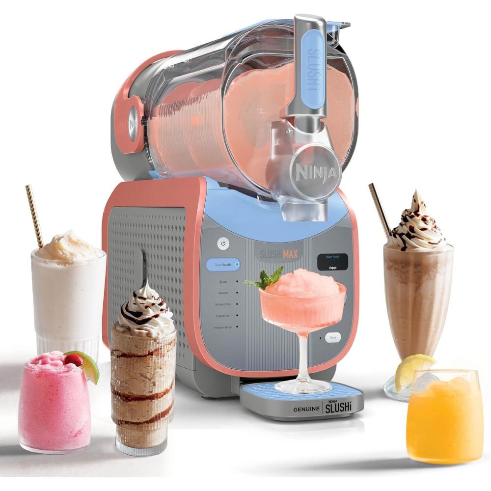 imageNinja SLUSHi Max XXL Smart Frozen Drink Maker  Exclusive Smart Technology  PartySized 150oz Capacity  No Ice Needed  6 Programs  Perfect Temp ampamp Texture up to 12 hours  Peach  FS605Blue  Peach
