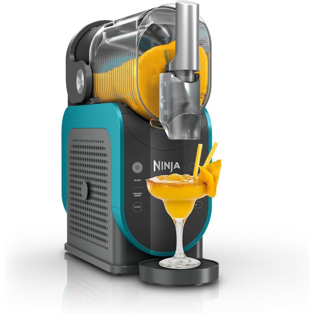 imageNinja SLUSHi Professional Frozen Drink Maker with RapidChill Technology 88 oz Frozen Drink ampamp Slushie Machine 2 Preset Programs Frozen Margaritas and More Premium Accents Teal FS299