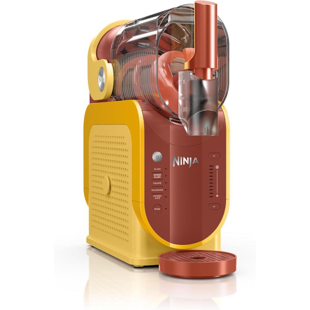 imageNinja SLUSHi with RapidChill Technology 88 oz Frozen Drink ampamp Slushie Machine 5 Preset Programs Margaritas Frapps and More Premium Accents Black FS301Orange Mango