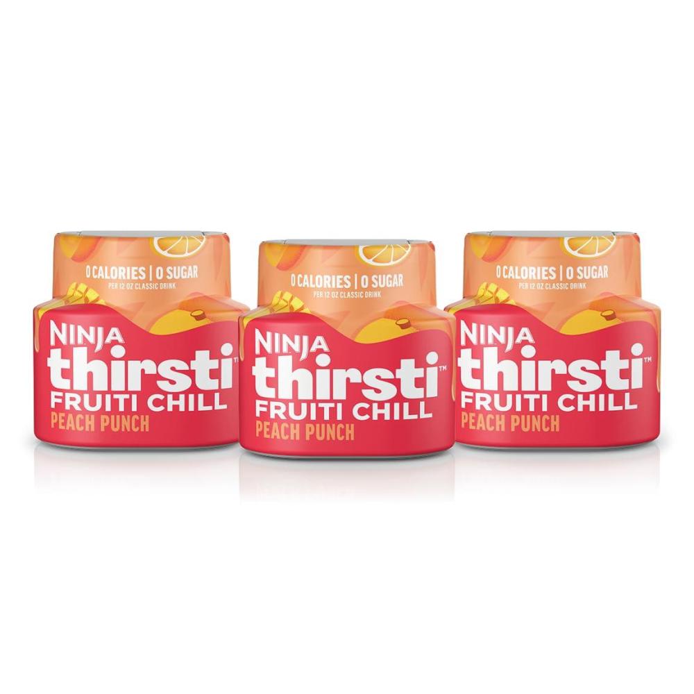 imageNinja Thirsti Flavored Water Drops FRUITI CHILL Orange Bold Fruit Flavor Sparkling or Still Zero Calories Zero Sugar Makes 17 12oz drinks 3 Pack WCFOTNGAMPeach Punch