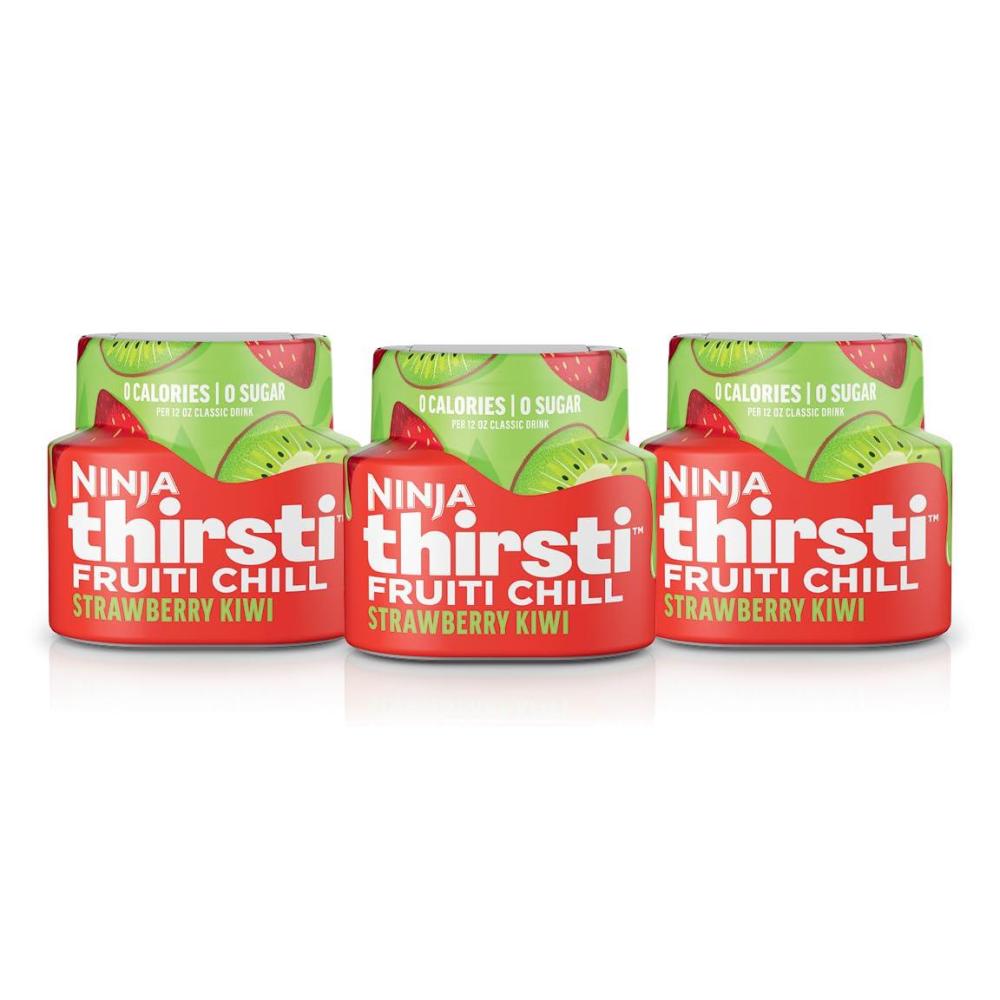 imageNinja Thirsti Flavored Water Drops FRUITI CHILL Orange Bold Fruit Flavor Sparkling or Still Zero Calories Zero Sugar Makes 17 12oz drinks 3 Pack WCFOTNGAMStrawberry Kiwi