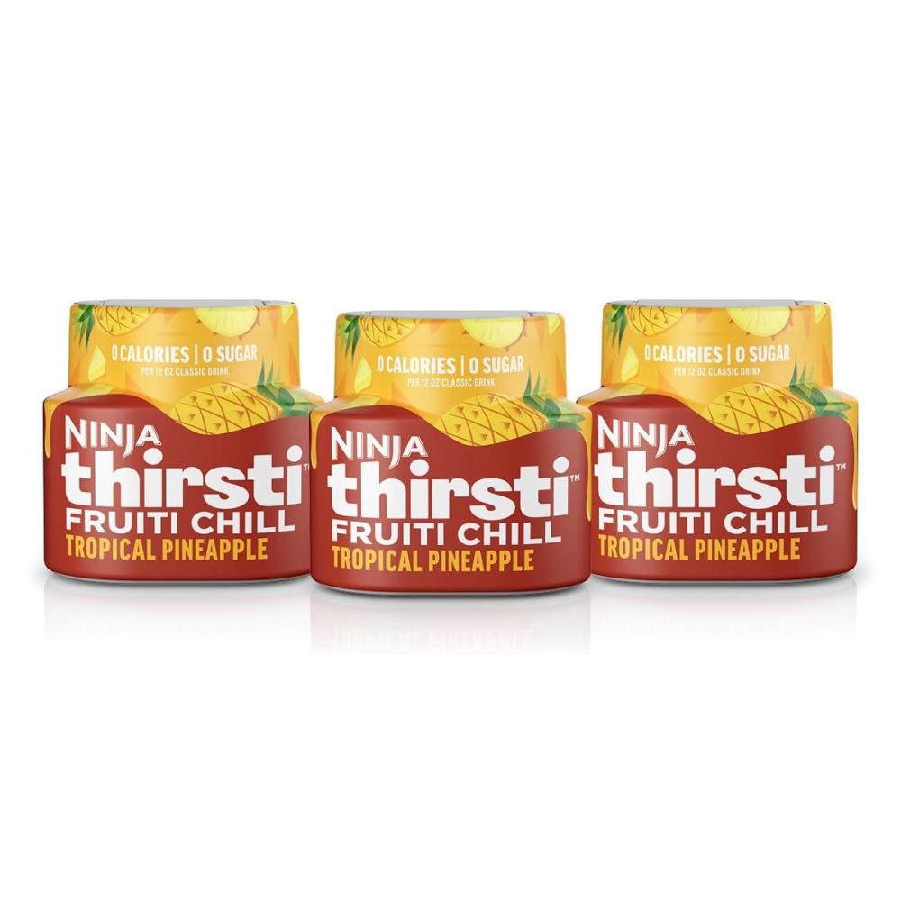 imageNinja Thirsti Flavored Water Drops FRUITI CHILL Orange Bold Fruit Flavor Sparkling or Still Zero Calories Zero Sugar Makes 17 12oz drinks 3 Pack WCFOTNGAMTropical Pineapple
