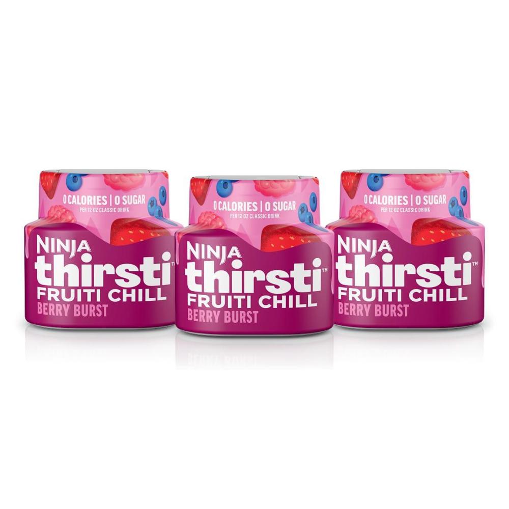 imageNinja Thirsti Flavored Water Drops FRUITI CHILL Orange Bold Fruit Flavor Sparkling or Still Zero Calories Zero Sugar Makes 17 12oz drinks 3 Pack WCFOTNGAMBerry Burst