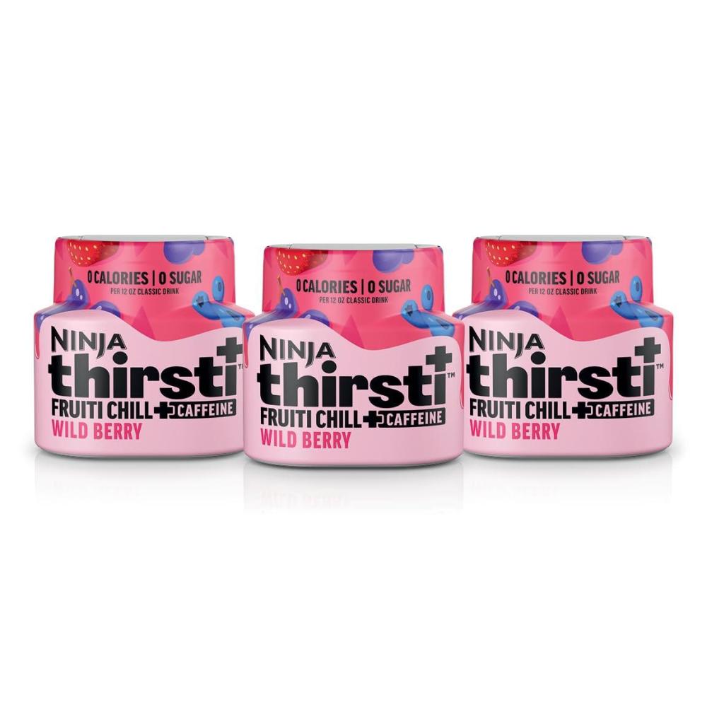 imageNinja Thirsti Flavored Water Drops FRUITI CHILL Wild Berry Bold Fruit Flavor with Caffeine Sparkling or Still Zero Calories Zero Sugar Makes 17 12oz drinks 3 Pack WCFWDBRAMWild Berry