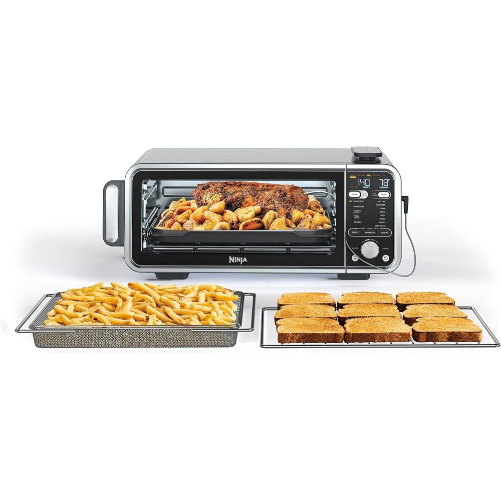 imageNinja Toaster Oven Air Fryer Thermometer Toaster Oven Air Fryer Combo Stainless Steel Quick meals Fries Frozen Food Air Fry Dehydrate Reheat 13in1Less Oil Flip Away Oven Foodi SP35113in1 with Thermometer