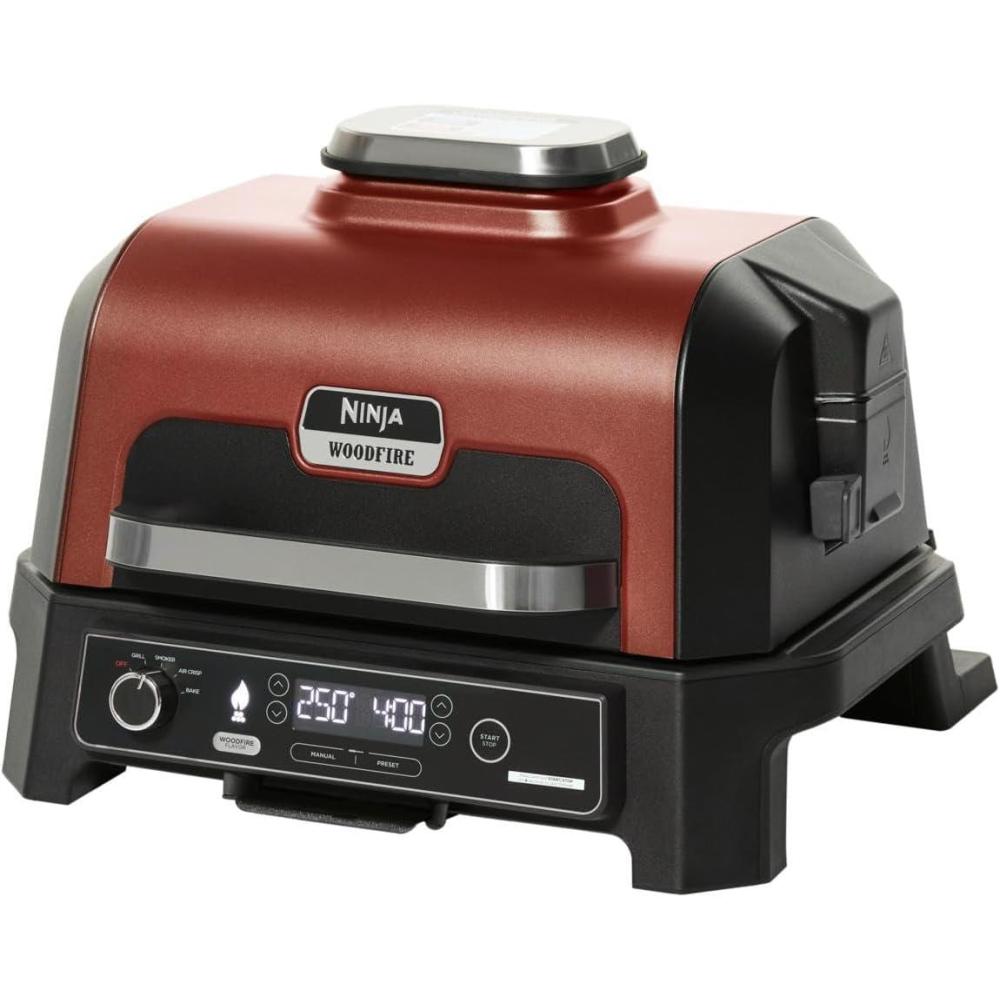 imageNinja Woodfire ProXL Outdoor Grill ampamp Smoker Thermometer 4in1 Master Grill BBQ Smoker Outdoor Air Fryer Bake Portable Electric Grill Renewed Cinnamon