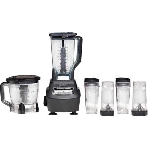 Mega Kitchen System BL770 Blender with Food Processor & 1500 watt Auto-iQ Blender Base, 72 oz Pitcher, 64 oz Food Processor Set, (4) 16oz Cup for Smoothies, Dough & More