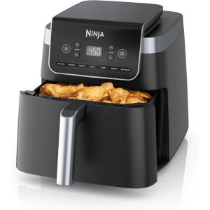 Ninja | Air Fryer | 4-in-1 Pro Air Fry, Roast, Reheat, Dehydrate | 5QT Capacity fits up to 4lbs of French Fries | 400F Max Temp | Nonstick Basket & Crisper Plate | 120V | Grey | AF141(6.5 QT XL)