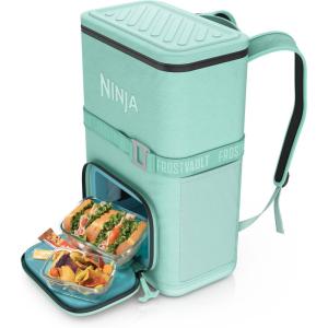 Ninja | Backpack Cooler | FrostVault Go Can Soft Cooler | Leakproof Zipper with Built in Can Opener, 2 Ice Packs & Dry Storage Drawer | for Hiking, Camping & More | 24/36 Can(Aqua)