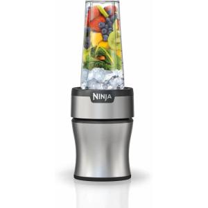 Ninja | Blender | Nutri Pro | Single Serve | For Smoothies, Salsa, Shakes and Frozen Drinks | Includes 2 Smoothie Cups & Lids | Crushes Ice, Fruit & Veggies |Silver | BN401(Push to blend + 3 cups)