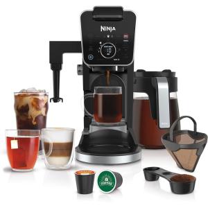 Ninja | Drip Coffee Maker | DualBrew Pro Hot & Iced Coffee Machine | Use with K-Cup Coffee Pods | 3 Brew Styles (Classic, Rich, & Iced) | 60oz Removable Reservoir & Dishwasher Safe | Black | CFP101(Frother + Permanent Filter)