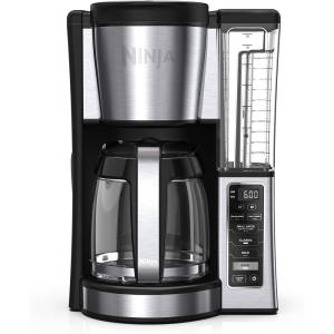 Ninja 12-Cup Programmable Coffee Brewer, 2 Brew Styles, Adjustable Warm Plate, 60oz Water Reservoir, Delay Brew – Black/Stainless Steel