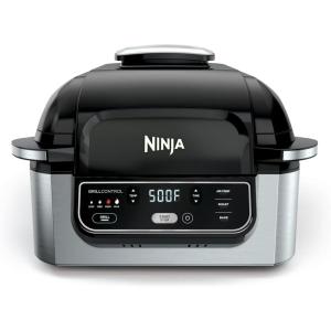 Ninja AG300 4-in-1 Indoor Grill with 4-Quart Air Fryer with Roast, Bake, and Cyclonic Grilling Technology