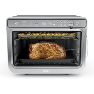 Ninja Air Fryer & Toaster Oven | Prestige Smart XL Countertop Oven | Bakes up to 20 Cookies, Fits up to a 12lb Turkey | Pizza, Toast, Bake, Air Fry & Reheat | 1800 Watts | Stainless Steel | DT501​(Stainless 10-in-1 with Thermometer)