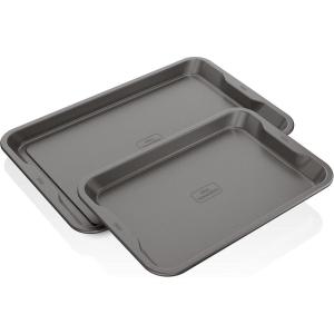 Ninja B32002 Foodi NeverStick Premium 2-Piece Baking Sheet Set, Nonstick, Oven Safe up to 500⁰F, with 9 x 13 inch Sheet & 11 x 17 inch Sheet, Dishwasher Safe, Grey(Twin Pack Cookie Pans)
