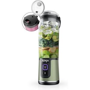 Ninja BC151CR Blast Portable Blender, Cordless, 18oz. Vessel, Personal Blender-for Shakes & Smoothies, BPA Free, Leakproof-Lid & Sip Spout, USB-C Rechargeable, Dishwasher Safe Parts, Cranberry Red(Metallic Green)