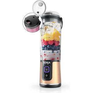 Ninja BC151CR Blast Portable Blender, Cordless, 18oz. Vessel, Personal Blender-for Shakes & Smoothies, BPA Free, Leakproof-Lid & Sip Spout, USB-C Rechargeable, Dishwasher Safe Parts, Cranberry Red(Metallic Copper)