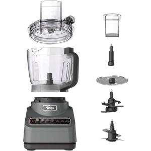 Ninja BN600 Professional Plus Food Processor, 850 Watts, 3 Functions for Chopping, Slicing & Dough with 9-Cup Processor Bowl, 3 Blades, Food Chute & Pusher, Silver