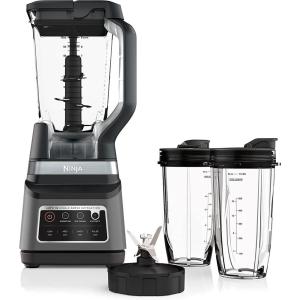 Ninja BN801 Professional Plus Kitchen System, 1400 WP, 5 Functions for Smoothies, Chopping, Dough & More with Auto IQ, 72-oz.* Blender Pitcher, 64-oz. Processor Bowl, (2) 24-oz. To-Go Cups, Grey(72oz Blender + 24 oz. Cups)