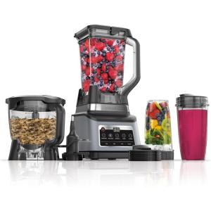 Ninja BN801 Professional Plus Kitchen System, 1400 WP, 5 Functions for Smoothies, Chopping, Dough & More with Auto IQ, 72-oz.* Blender Pitcher, 64-oz. Processor Bowl, (2) 24-oz. To-Go Cups, Grey(64oz Blender + Kitchen System)