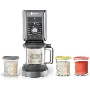 Ninja CREAMi Deluxe Ice Cream & Frozen Treat Maker, Includes (4) Family-Sized 24 oz. Tubs, for Ice Cream, Sorbet, Milkshakes, Frozen Yogurt, & More, 11-in-1, XL Capacity, Silver(Ninja CREAMi 11-in-1 + (4) Pints)