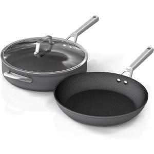 Ninja Cookware, Ninja NeverStick Professional, 16-Piece Pots and Pans Set, Non Stick Frying Pans, Kitchen Essentials, Stock Pot, Sauce Pan, Glass Lids, Saute Pan, All Stovetops, Black, C39900(3 Piece Set)