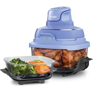 Ninja Crispi 4-in-1 Portable Glass Air Fryer Cooking System, 1500W, 4QT & 6-Cup TempWare Glass Containers with Storage Lids, Microwave, Freezer & Dishwasher Safe, Cyberspace Gray, FN101GY(Frosted Lilac)