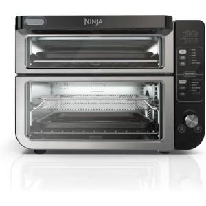 Ninja DCT451 12-in-1 Smart Double Oven with FlexDoor, Thermometer, FlavorSeal, Smart Finish, Rapid Top Convection and Air Fry Bottom , Stainless Steel(12-in-1)