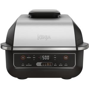 Ninja DG551 Foodi Smart XL 6-in-1 Indoor Grill with Air Fry, Roast, Bake, Broil, & Dehydrate, Foodi Smart Thermometer, 2nd Generation, Black/Silver(6-in-1)