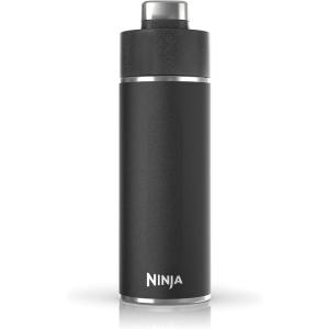 Ninja DW2401BK Thirsti 24oz Travel Water Bottle, For Carbonated Sparkling Drinks, Colder and Fizzier Longer, Leak Proof, 24 Hrs Cold, Dishwasher Safe, Stainless Steel Insulated Tumbler, Onyx Black(Black)