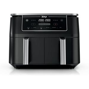 Ninja DZ201 Foodi 8 Quart 6-in-1 DualZone 2-Basket Air Fryer with 2 Independent Frying Baskets, Match Cook & Smart Finish to Roast, Broil, Dehydrate & More for Quick, Easy Meals, Grey(10QT BLACK)