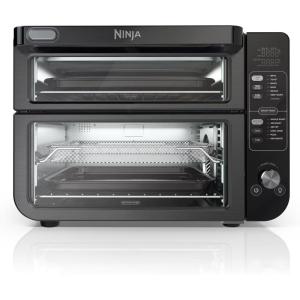 Ninja Double Oven with FlexDoor, FlavorSeal & Smart Finish, Air Fry, Bake, Roast, Toast, Fry, Pizza, Convection Oven, 13-in-1, Black, DCT402BK