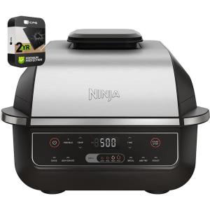 Ninja EG201 Foodi 6-in-1 Indoor Grill and 4-Quart Air Fryer (Renewed) Bundle with 2 YR CPS Enhanced Protection Pack