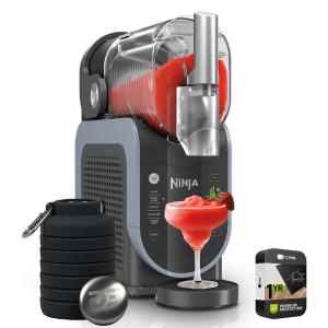 Ninja FS300 SLUSHi 72oz. Frozen Drink & Slushie Machine (Renewed) Bundle with Deco Essentials Collapsable Water Bottle BPA Free 24oz Gray/Stainless and 1 YR CPS Enhanced Protection Pack(88 oz & 5 Presets + Deco Gear Bottle)
