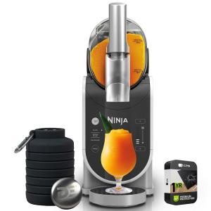 Ninja FS300 SLUSHi 72oz. Frozen Drink & Slushie Machine (Renewed) Bundle with Deco Essentials Collapsable Water Bottle BPA Free 24oz Gray/Stainless and 1 YR CPS Enhanced Protection Pack(72 oz & 3 Presets + Deco Gear Bottle)