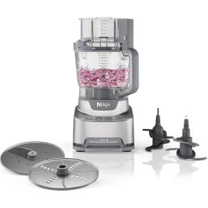 Ninja Food Processor, Professional Plus, 1000 Peak Watts, 4 Functions for Chopping, Slicing, Purees & Dough with 9-Cup Processor Bowl, 3 Blades, Food Chute & Pusher, Silver, BN601(12-Cup Food Processor)