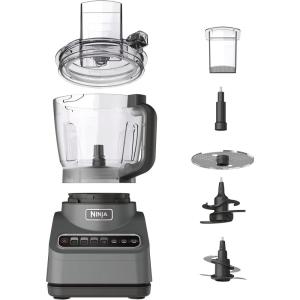 Ninja Food Processor, Professional Plus, 1000 Peak Watts, 4 Functions for Chopping, Slicing, Purees & Dough with 9-Cup Processor Bowl, 3 Blades, Food Chute & Pusher, Silver, BN601(9-Cup Food Processor)