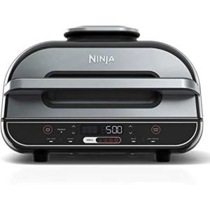 Ninja Foodi 5 In 1 Indoor Grill and Air Fryer with Surround Searing, Removable Grill Gate, Crisper Basket, Cooking Pot, and Smoke Control System(Black)