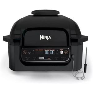 Ninja Foodi Pro 5-in-1 Indoor Integrated Smart Probe, 4-Quart Air Fryer, Roast, Bake, Dehydrate, an Cyclonic Grilling Technology, with 4 Steaks Capacity, in a Stainless Finish(Stainless)