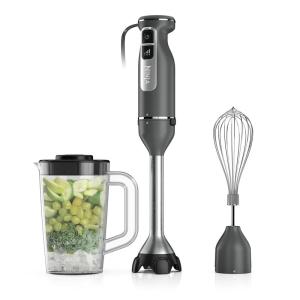 Ninja Immersion Blender and Whisk, Hand Stick Blender, 4 speeds, with SplatterShield and PanProtect, 4-Cup Blending Vessel, Dishwasher Safe, 5-ft Cord, Ergonomic, Dark Gray, CI201GY