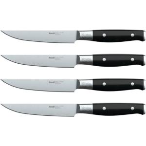 Ninja K30118 Foodi NeverDull System 7-Inch Santoku Knife, Premium, German Stainless Steel, Black(4 Steak Knives)