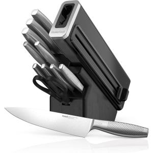 Ninja Knife Set, Knife Sharpener, Knife Block Set, Stainless Steel Knives, 14 Piece Set, Steak Knives, Chef Knives and More, Foodi NeverDull, Black, K32014​(Stainless)