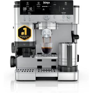 Ninja Luxe Café Premier Series, Espresso Machine, Drip Coffee Maker & Rapid Cold Brew, Integrated Grinder, Assisted Tamper, Hands-Free Frother, for Cappuccinos & Lattes, Cyberspace, ES601CY(Stainless Steel)