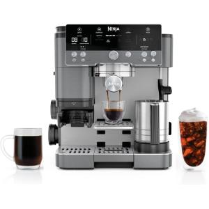 Ninja Luxe Café Premier Series, Espresso Machine, Drip Coffee Maker & Rapid Cold Brew, Integrated Grinder, Assisted Tamper, Hands-Free Frother, for Cappuccinos & Lattes, Cyberspace, ES601CY(Gunmetal)