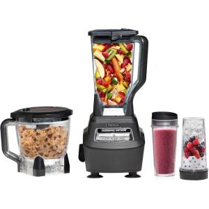 Ninja Mega Kitchen System, 1500W, 72 oz. Full-Size Blender & 8-Cup Food Processor with (2) 16 oz. To-Go Cups, Total Crushing Technology – Smoothies, Ice Crushing, Purees, Dough & More, Black, BL770(Pitcher+Bowl+(2) 16-oz. Cups)